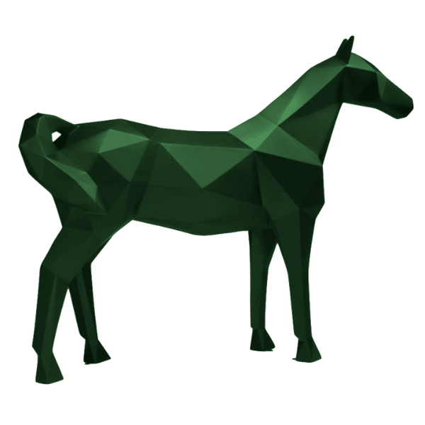 Statue Cheval Origami Animaux Resine - 210cm - Vert - ANIMAUX-RESINE.FR