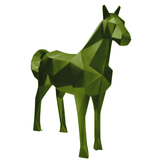 Statue Cheval Origami Animaux Resine - 210cm - Vert Kaki - ANIMAUX-RESINE.FR