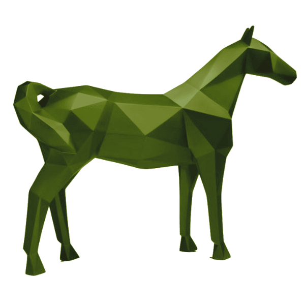 Statue Cheval Origami Animaux Resine - 210cm - Vert Kaki - ANIMAUX-RESINE.FR