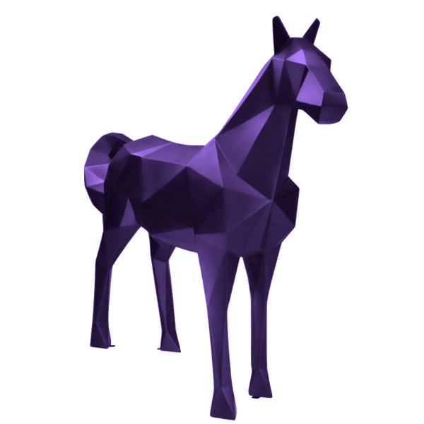 Statue Cheval Origami Animaux Resine - 210cm - Violet - ANIMAUX-RESINE.FR