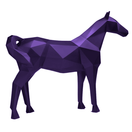 Statue Cheval Origami Animaux Resine - 210cm - Violet - ANIMAUX-RESINE.FR