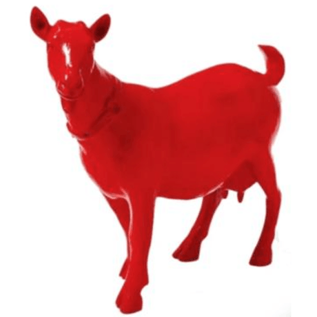 Statue Chevre Tete en Haut Animaux Resine - 60cm - Rouge - ANIMAUX-RESINE.FR