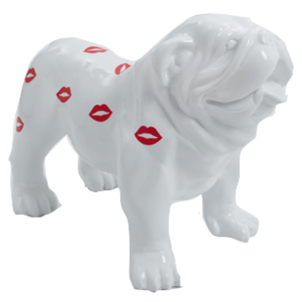 Statue Chien Bouledogue Anglais Animaux Resine - 30cm - Bisous - ANIMAUX-RESINE.FR