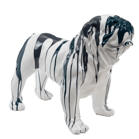 Statue Chien Bouledogue Anglais Animaux Resine - 30cm - Coulure Noir - ANIMAUX-RESINE.FR