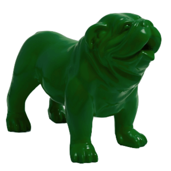 Statue Chien Bouledogue Anglais Animaux Resine - 30cm - Vert - ANIMAUX-RESINE.FR