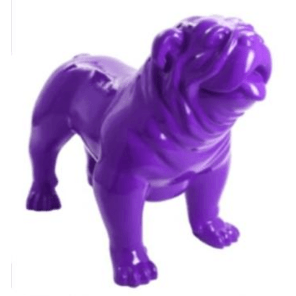 Statue Chien Bouledogue Anglais Animaux Resine - 30cm - Violet - ANIMAUX-RESINE.FR