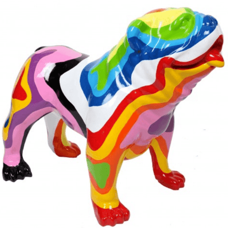 Statue Chien Bouledogue Anglais Animaux Resine - 60cm - Arc-En-Ciel - ANIMAUX-RESINE.FR