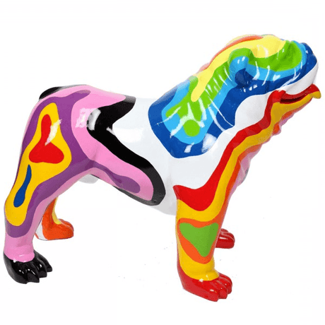 Statue Chien Bouledogue Anglais Animaux Resine - 60cm - Arc-En-Ciel - ANIMAUX-RESINE.FR