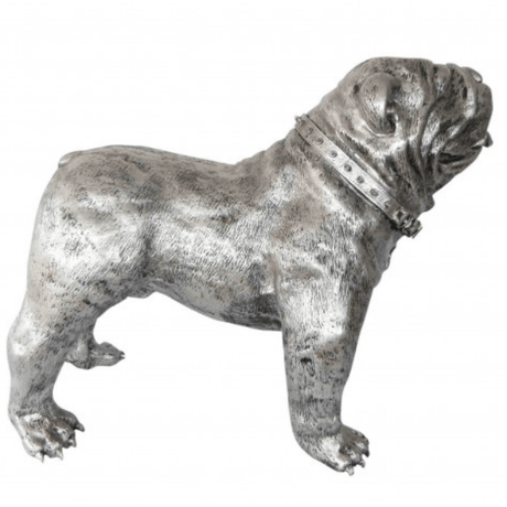 Statue Chien Bouledogue Anglais Animaux Resine - 60cm - Argenté - ANIMAUX-RESINE.FR
