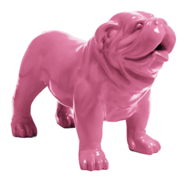 Statue Chien Bouledogue Anglais Animaux Resine - 60cm - Rose Clair - ANIMAUX-RESINE.FR