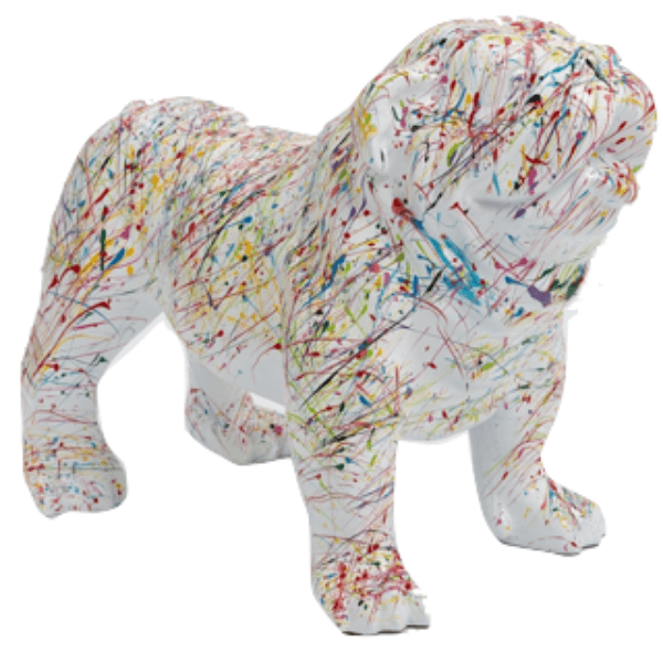 Statue Chien Bouledogue Anglais Animaux Resine - 90cm - Graffiti Blanc - ANIMAUX-RESINE.FR