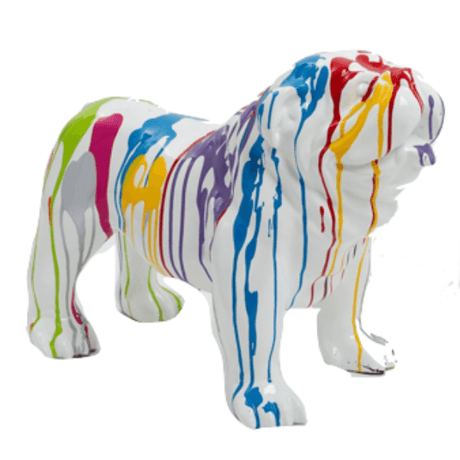 Statue Chien Bouledogue Anglais Animaux Resine - 90cm - Multi Coulure Blanc - ANIMAUX-RESINE.FR