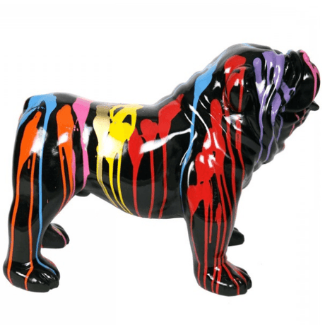 Statue Chien Bouledogue Anglais Animaux Resine - 90cm - Multi Coulure Noir - ANIMAUX-RESINE.FR