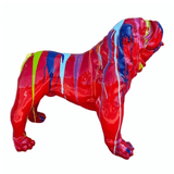 Statue Chien Bouledogue Anglais Animaux Resine - 90cm - Multi Coulure Rouge - ANIMAUX-RESINE.FR