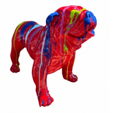 Statue Chien Bouledogue Anglais Animaux Resine - 90cm - Multi Coulure Rouge - ANIMAUX-RESINE.FR