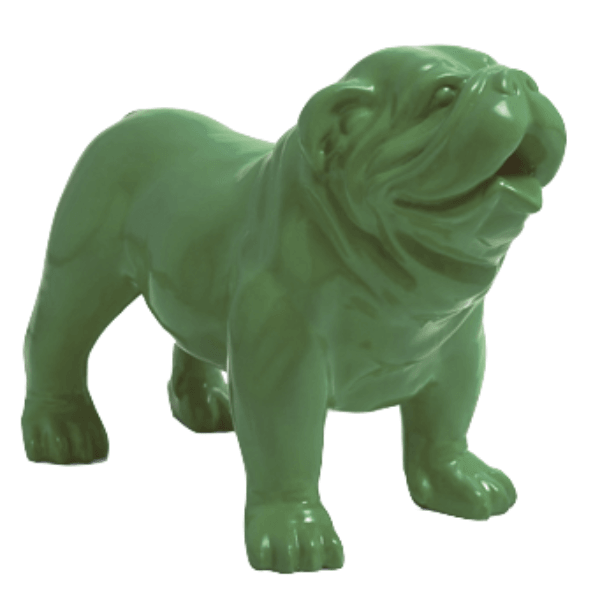 Statue Chien Bouledogue Anglais Animaux Resine - 90cm - Vert Kaki - ANIMAUX-RESINE.FR