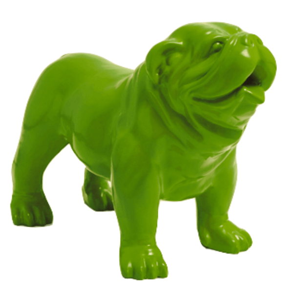 Statue Chien Bouledogue Anglais Animaux Resine - 90cm - Vert Pomme - ANIMAUX-RESINE.FR