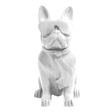 Statue Chien Bouledogue Francais Animaux Resine - 120cm - Blanc - ANIMAUX-RESINE.FR