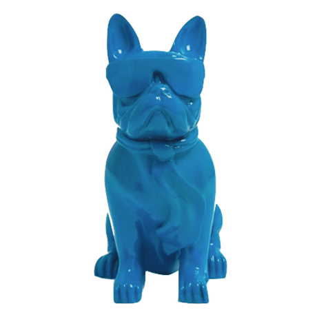 Statue Chien Bouledogue Francais Animaux Resine - 120cm - Bleu - ANIMAUX-RESINE.FR