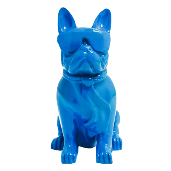 Statue Chien Bouledogue Francais Animaux Resine - 120cm - Bleu Ciel - ANIMAUX-RESINE.FR