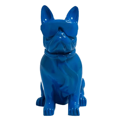 Statue Chien Bouledogue Francais Animaux Resine - 120cm - Bleu Nuit - ANIMAUX-RESINE.FR