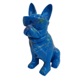 Statue Chien Bouledogue Francais Animaux Resine - 120cm - Graffiti Bleu - ANIMAUX-RESINE.FR