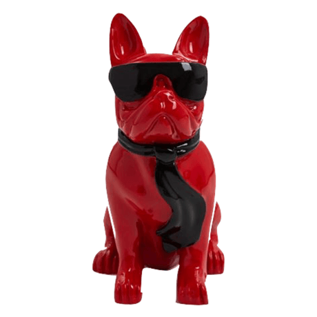 Statue Chien Bouledogue Francais Animaux Resine - 120cm - Mix Noir Rouge - ANIMAUX-RESINE.FR