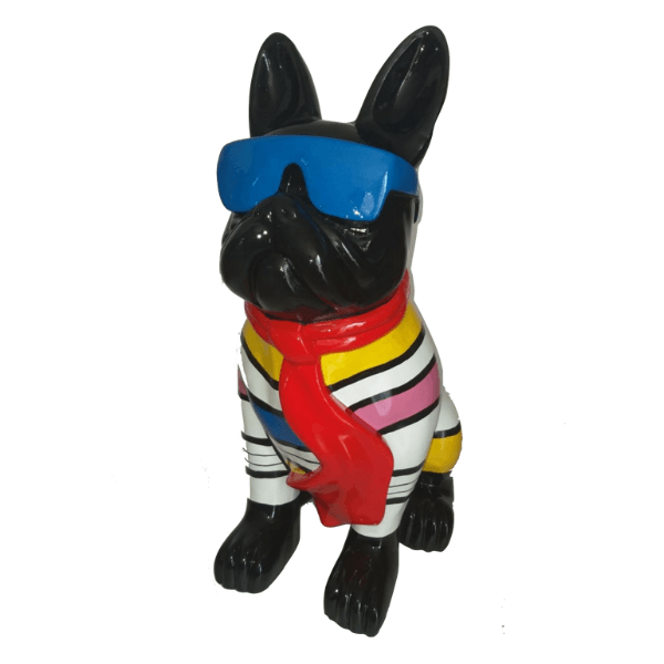 Statue Chien Bouledogue Francais Animaux Resine - 120cm - Mondrian - ANIMAUX-RESINE.FR