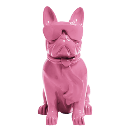 Statue Chien Bouledogue Francais Animaux Resine - 120cm - Rose Clair - ANIMAUX-RESINE.FR