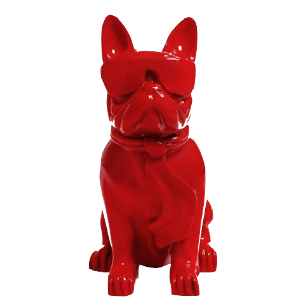 Statue Chien Bouledogue Francais Animaux Resine - 120cm - Rouge - ANIMAUX-RESINE.FR