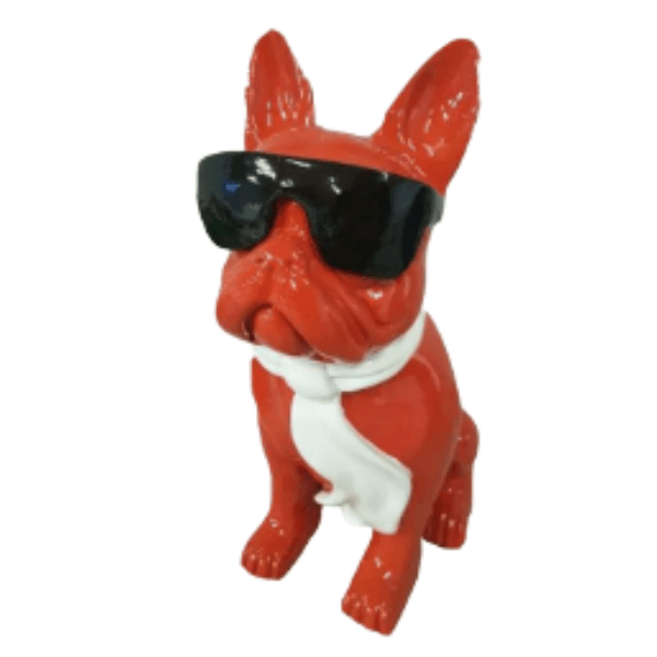 Statue Chien Bouledogue Francais Animaux Resine - 120cm - Trio Orange - ANIMAUX-RESINE.FR