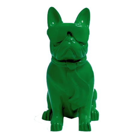 Statue Chien Bouledogue Francais Animaux Resine - 120cm - Vert - ANIMAUX-RESINE.FR