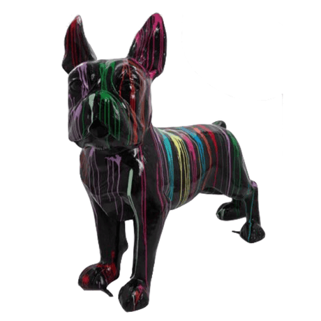 Statue Chien Bouledogue Francais Animaux Resine - 180cm - Multi Coulure Noir - ANIMAUX-RESINE.FR