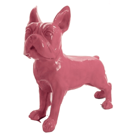 Statue Chien Bouledogue Francais Animaux Resine - 180cm - Rose Clair - ANIMAUX-RESINE.FR