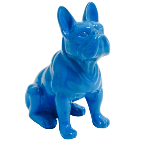 Statue Chien Bouledogue Francais Animaux Resine - 30cm - Bleu Ciel - ANIMAUX-RESINE.FR