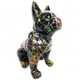 Statue Chien Bouledogue Francais Animaux Resine - 30cm - Graffiti Blanc - ANIMAUX-RESINE.FR