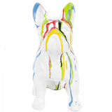 Statue Chien Bouledogue Francais Animaux Resine - 30cm - Multi Coulure Blanc - ANIMAUX-RESINE.FR