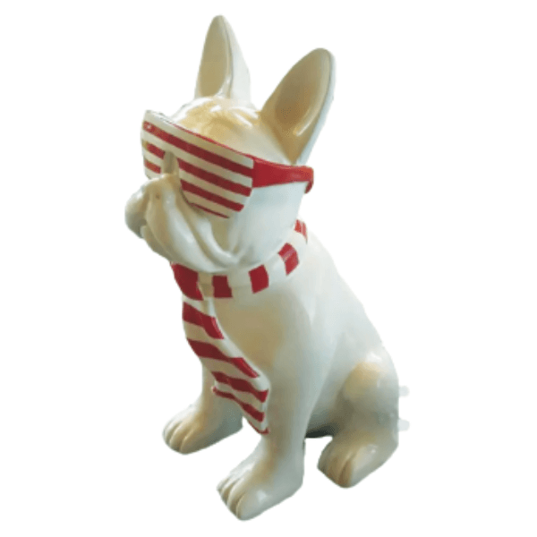 Statue Chien Bouledogue Francais Animaux Resine - 35cm - Marin Rouge - ANIMAUX-RESINE.FR