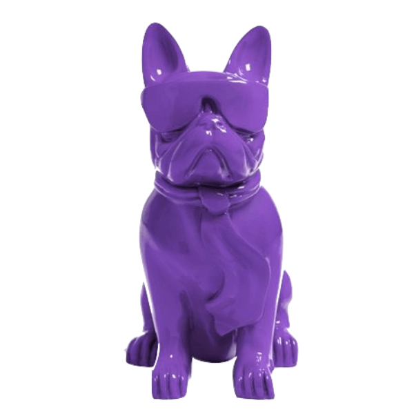 Statue Chien Bouledogue Francais Animaux Resine - 35cm - Violet - ANIMAUX-RESINE.FR