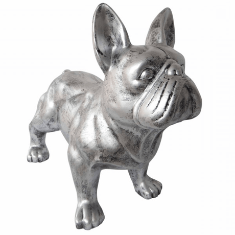 Statue Chien Bouledogue Francais Animaux Resine - 45cm - Argenté - ANIMAUX-RESINE.FR