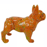 Statue Chien Bouledogue Francais Animaux Resine - 45cm - Graffiti Orange - ANIMAUX-RESINE.FR