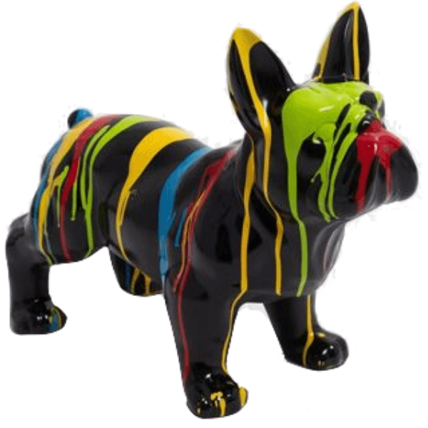 Statue Chien Bouledogue Francais Animaux Resine - 45cm - Multi Coulure Noir - ANIMAUX-RESINE.FR