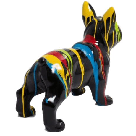 Statue Chien Bouledogue Francais Animaux Resine - 45cm - Multi Coulure Noir - ANIMAUX-RESINE.FR