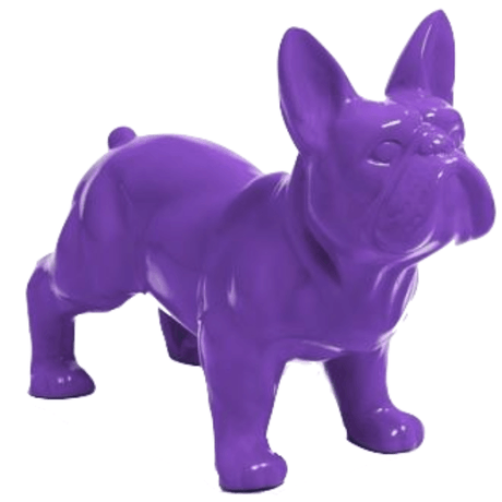 Statue Chien Bouledogue Francais Animaux Resine - 45cm - Violet - ANIMAUX-RESINE.FR