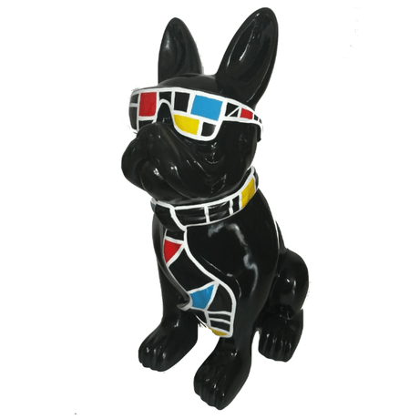 Statue Chien Bouledogue Francais Animaux Resine - 60cm - Mondrian Noir - ANIMAUX-RESINE.FR