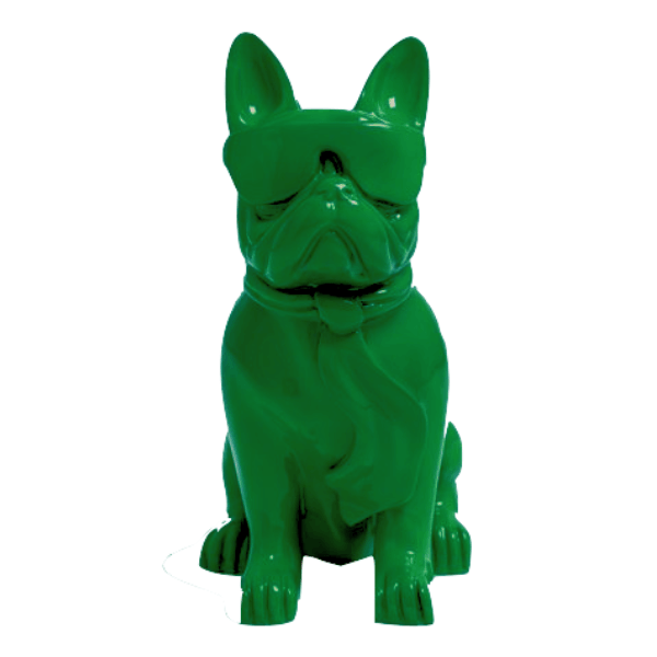 Statue Chien Bouledogue Francais Animaux Resine - 60cm - Vert - ANIMAUX-RESINE.FR