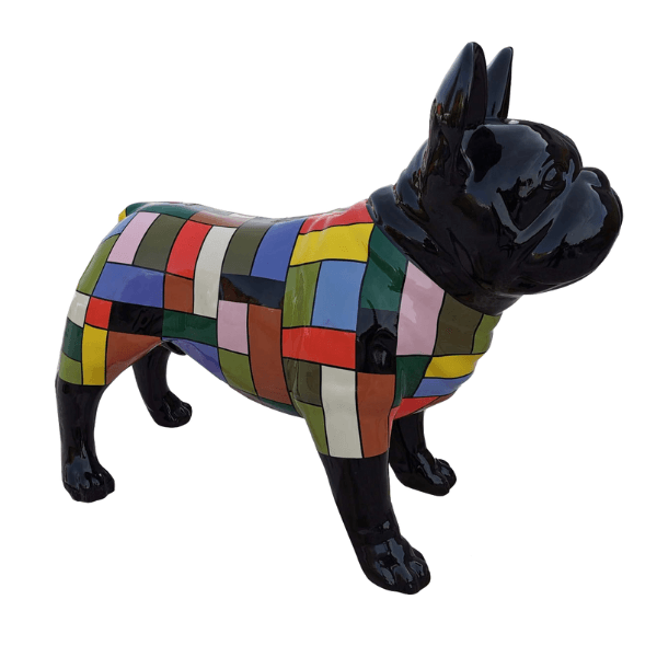 Statue Chien Bouledogue Francais Animaux Resine - 90cm - Dragibus Noir - ANIMAUX-RESINE.FR