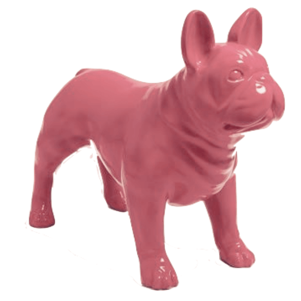 Statue Chien Bouledogue Francais Animaux Resine - 90cm - Rose Clair - ANIMAUX-RESINE.FR