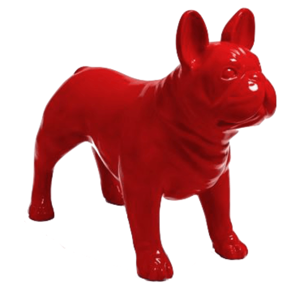 Statue Chien Bouledogue Francais Animaux Resine - 90cm - Rouge - ANIMAUX-RESINE.FR