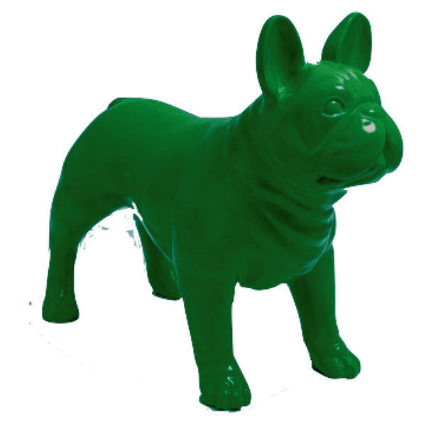 Statue Chien Bouledogue Francais Animaux Resine - 90cm - Vert - ANIMAUX-RESINE.FR